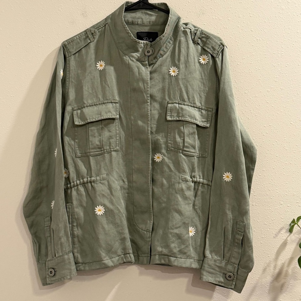 Rails Small Daisy Sahara Embroidered Utility Field Jacket Military Cargo Linen